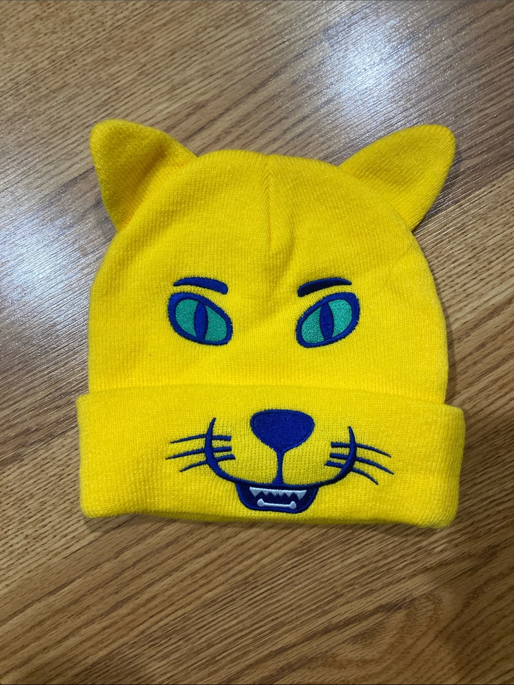 Kids Yellow Cat Beanie Hat - Playful Ear Design